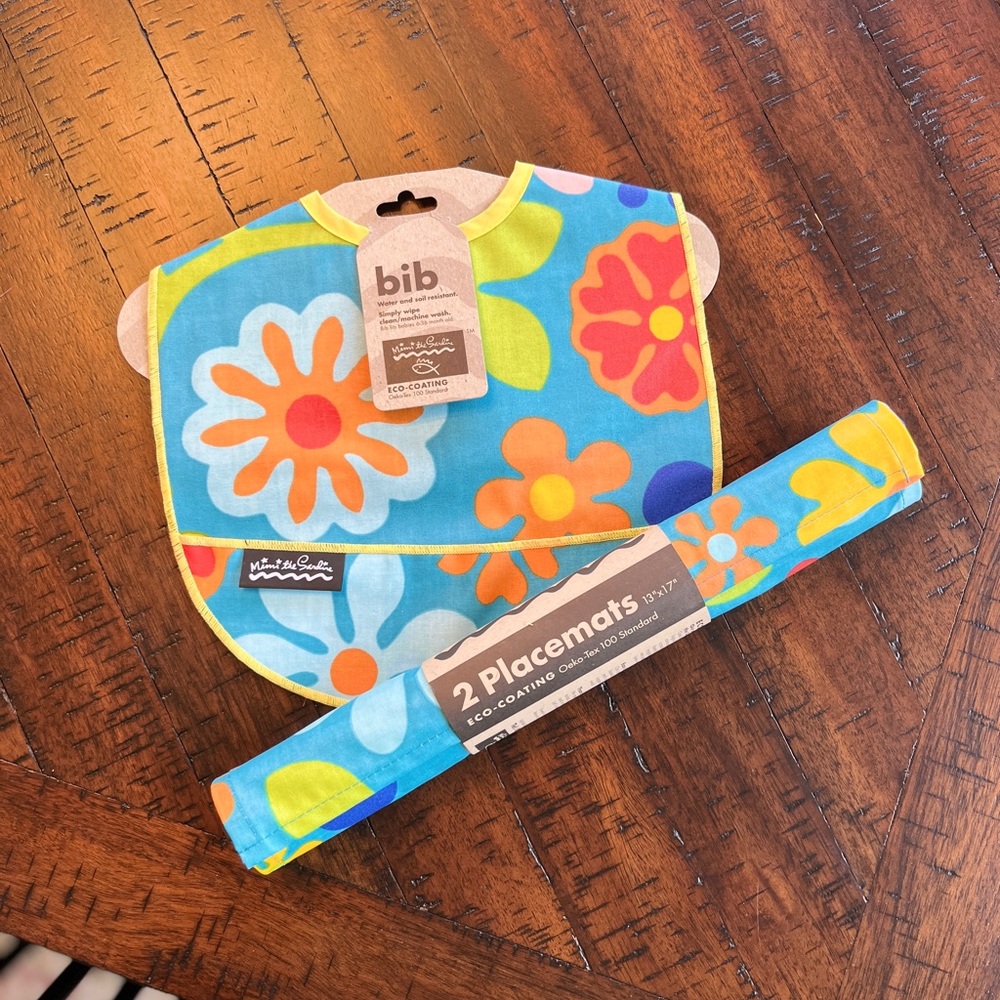 Organic Cotton Bib & Placemats by Mimi the Sardine